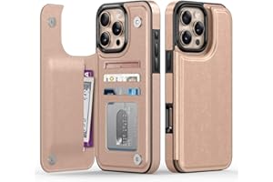 Goodon for iPhone 16 Pro Max Case Wallet - Flip Folio Leather Cover with Trendy Design, 4 Card Slots & Kickstand Function, Stylish Protective Phone Case for Women and Girls - Rose Gold