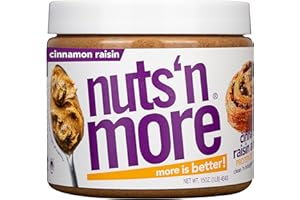 NUTS 'N MORE Nuts ‘N More Cinnamon Raisin Almond Butter Spread, All Natural Keto Snack, Low Carb, Low Sugar, Gluten Free, Non-GMO, High Protein Flavored Nut Butter (15oz Jar)