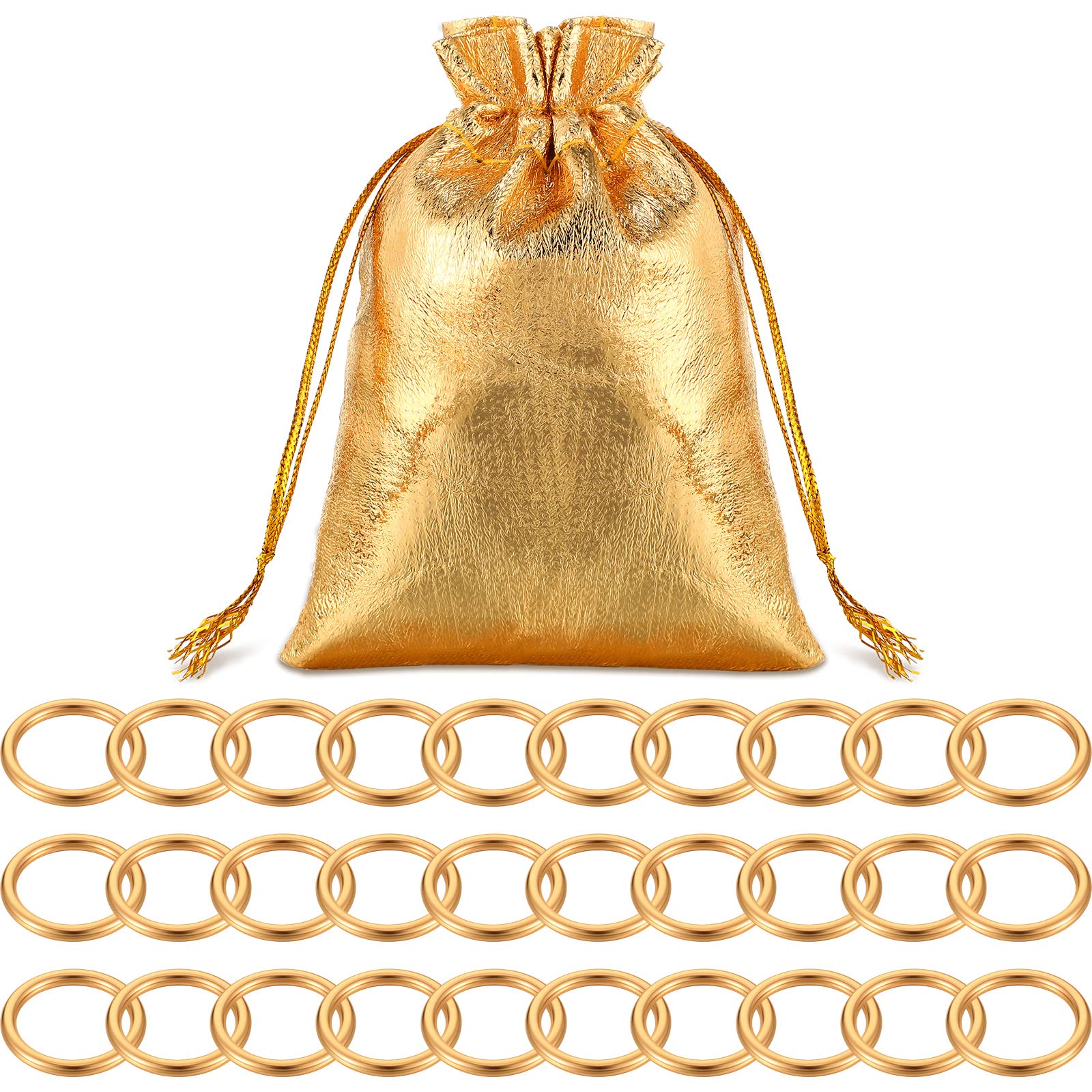 Photo 1 of Chalyna 31 Pcs Gold Power Rings Metal Game Figure Display Dream Catcher Rings with Gold Drawstring Organza Bags(1.2 x 1 Inch)