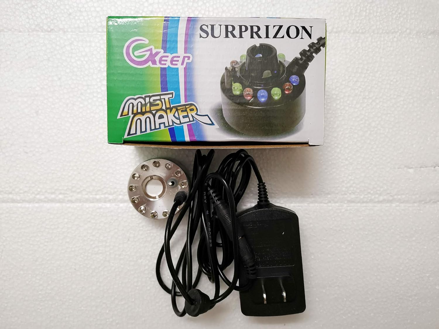 SURPRIZON Mini Mist Maker, Indoor Tabletop Fountain Mister Foggers, Small Pond Fog Machine Atomizer Air Humidifier Perfect for Water Feature, Halloween, Christmas and Other Holidays (Silver): Home & Kitchen