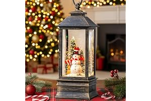 ZQQLITE Christmas Snow Globe Musical Lantern Lighted Snowglobe Lanterns Colorful Swirling Glitter Snow Globes with 6H Timer U