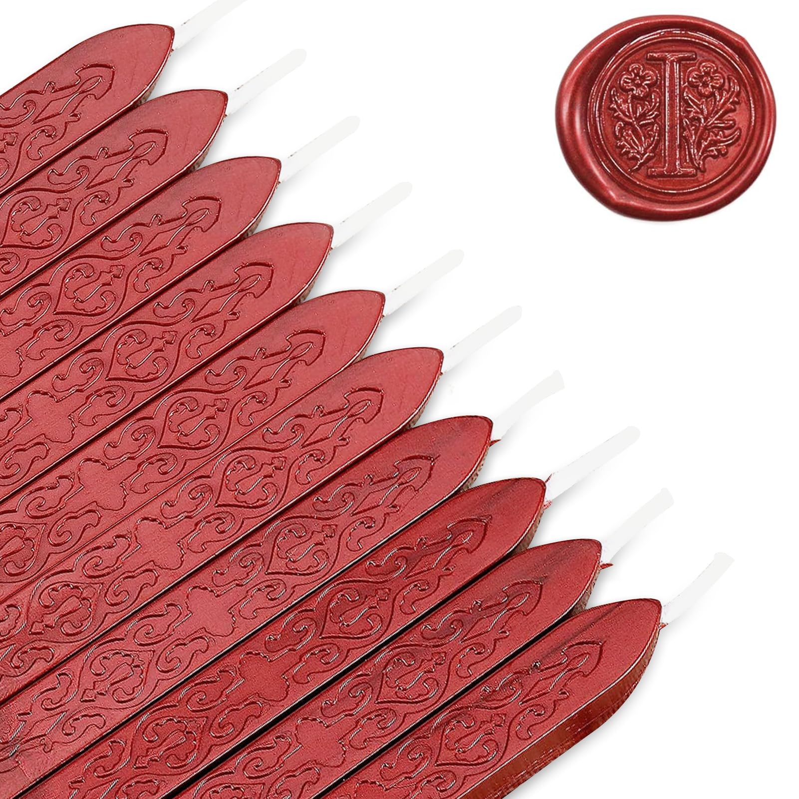 MeYuxg Pack of 10 Sealing Wax Red with Wicks, Vintage Sealing Wax, Wax Seal Stick, Sealing Wax, Sealing Wax Red for Letter Seals & Wax Seal Stamp (Wine Red)