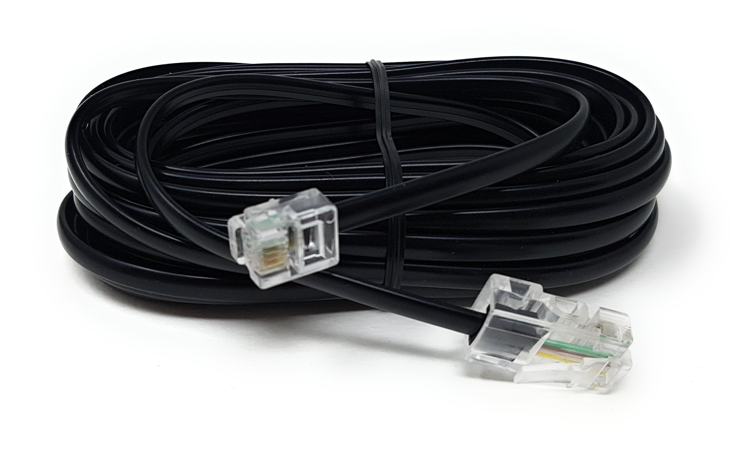 MainCore 3m long Black RJ11 to RJ45 / 4 wire/ADSL Modem, Broadband Data Flat Cable Lead (Available in 1m, 2m, 3m, 5m, 10m) (3m)