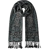 Umjetnost Womens Soft Silky Pashmina Rave Scarf Paisley Pattern Pashmina Shawl Wrap with Fringes