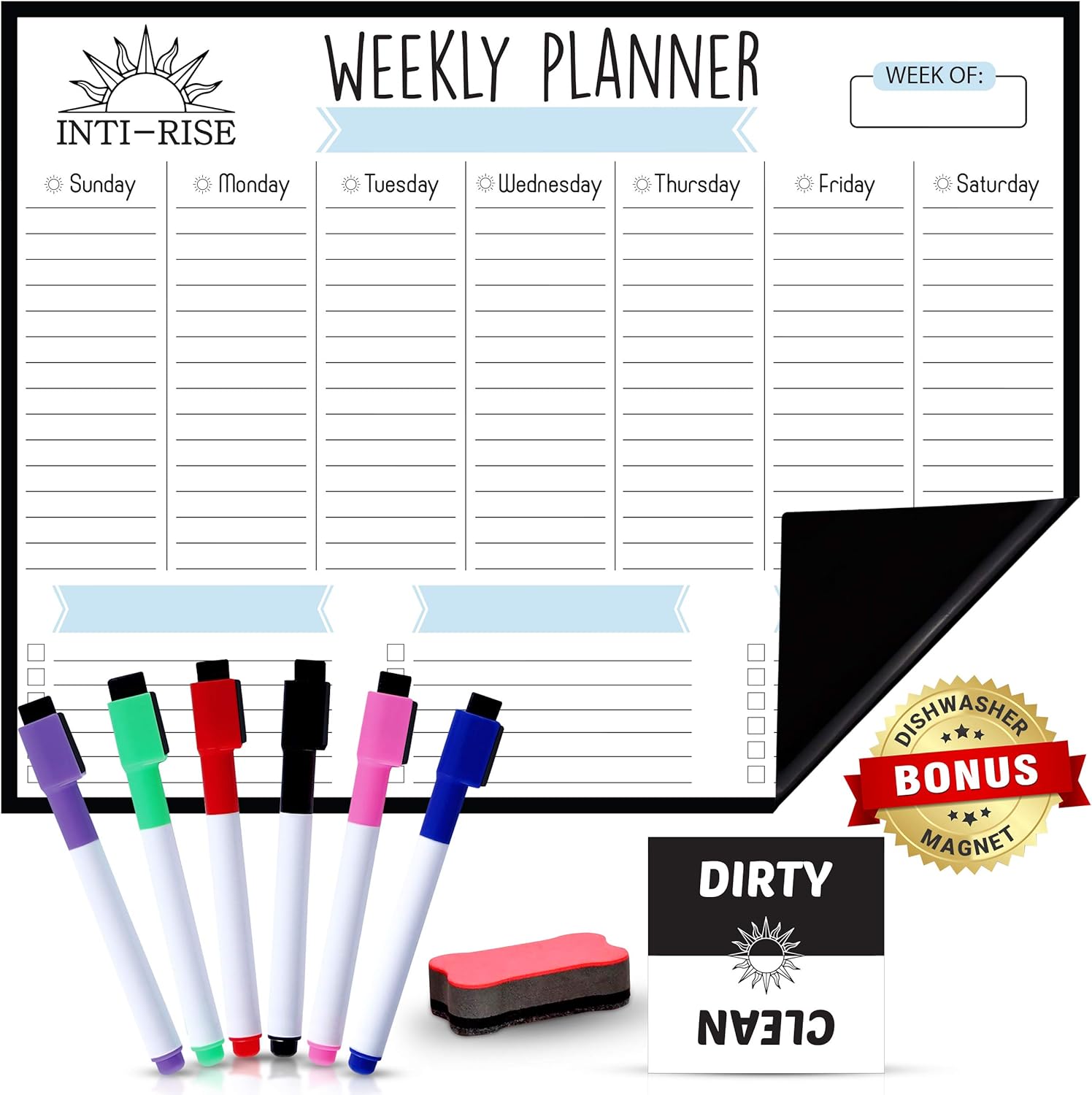 Magnetic Dry Erase Weekly Calendar For Fridge 16x12 Stain Resistant magnetic-dry-erase-weekly-calendar-for-fridge-16x12-stain-resistant