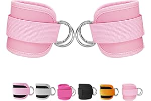 Langmeil Fitness Ankle Straps for Cable Machines, 2 Pack Comfortable Adjustable Padded Ankle Wrist Cuffs, Kickback Glute Workouts for Men Women, D-Ring Leg Straps with Neoprene Padding