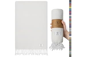 Ossano Turkish Beach Towel Absorbent & Quick Dry Oversized (39" x 71") - Decorative, Versatile and Functional as Beach Blanket, Yoga, Gym, Pool, Swim and Bath Towel - Ecru