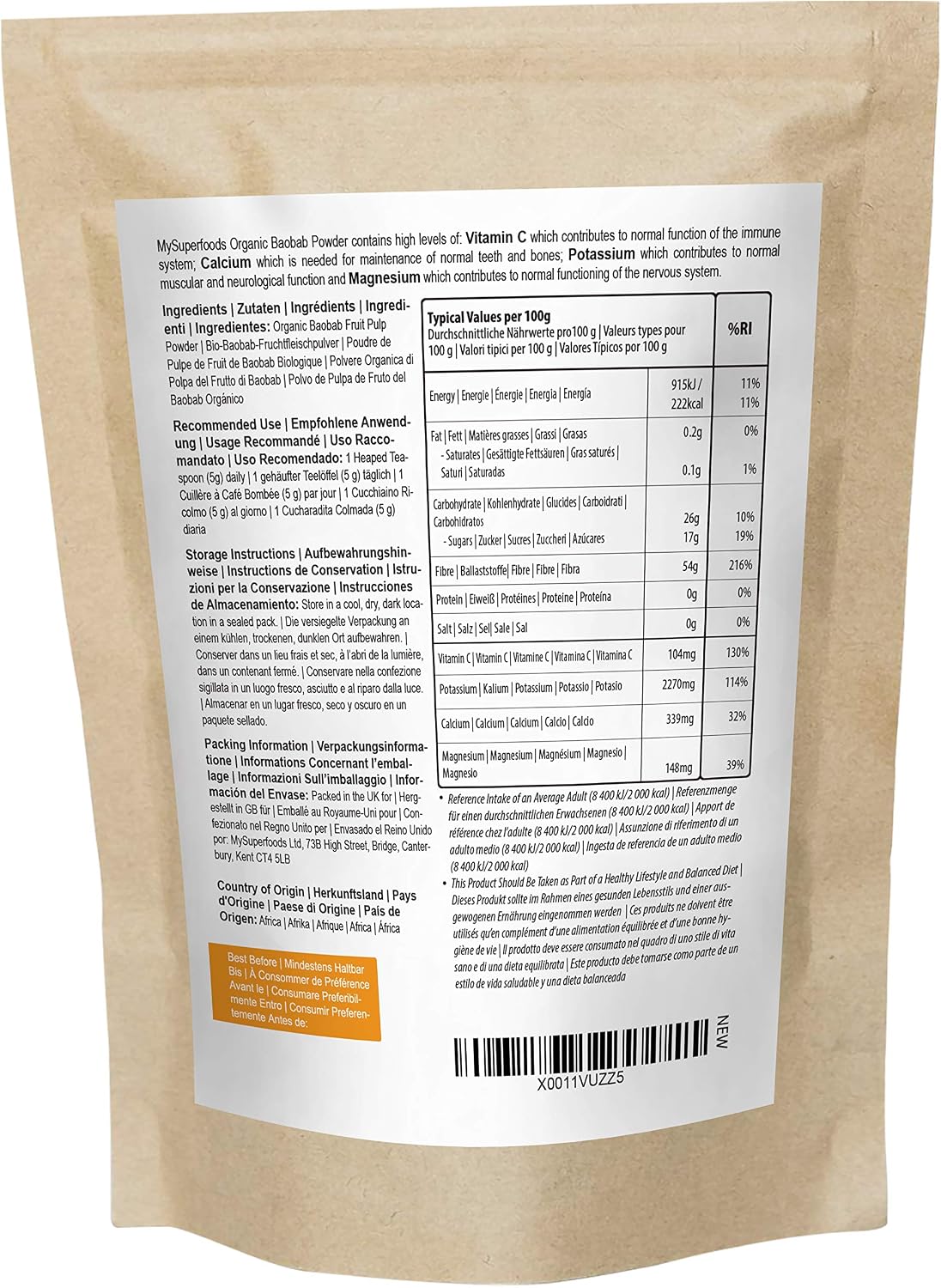 MySuperfoods Organic Baobab Powder 200g, 200 g (Pack of 1) - Image 3