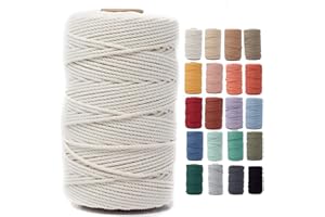 GANXXET Ivory Color Macrame Cotton Cord 2mm 3 ply Recycled | 3 Strands x 480 Feet / 160 Yards | Cord for DIY Macrame and Crafts, Wall Hangings, Plant Hangers, Coasters