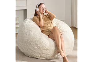 Bean Bag Chairs Bean Bag Chair for Adults Large Beanbag Chair with Chevron Plush Fur Cover Bean Bag for Living Room Bedroom D