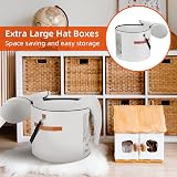 Ohiyoo Extra Large 19" Round Felt Hat Storage Box with Lid - White view 2