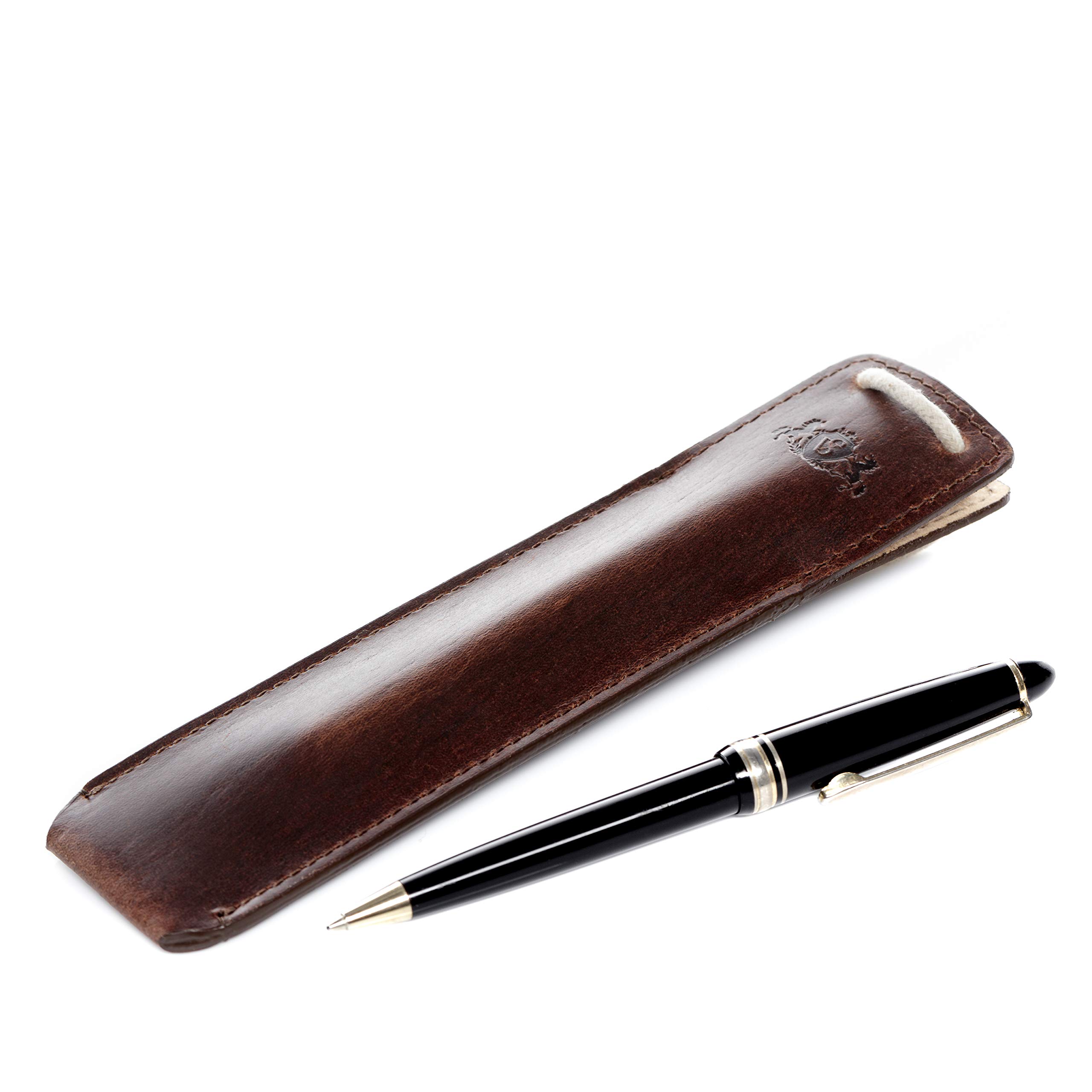 SID & VAIN Pencil case Big Tony Medium Pen case Real Leather Writing case Genuine Leather Women Men Unisex Brown