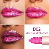 Oulac Bright Pink Glitter Lipstick Moisture Tint Shine D02 Sparkle view 6