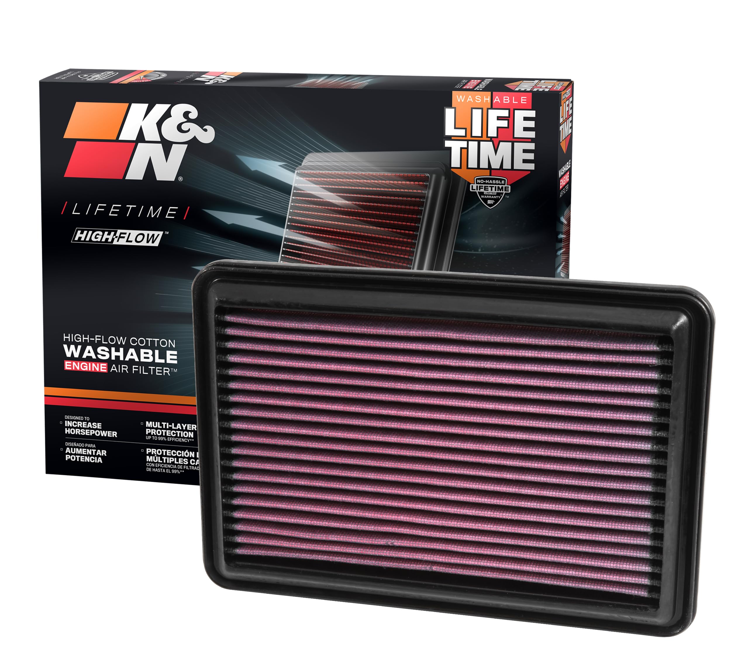 K&N Engine Air Filter: High Performance, Premium, Washable, Panel Filter: 2014-2019 (Rogue, Qashqai, X-Trail, Kadjar, Koleos, QM6), 33-5016