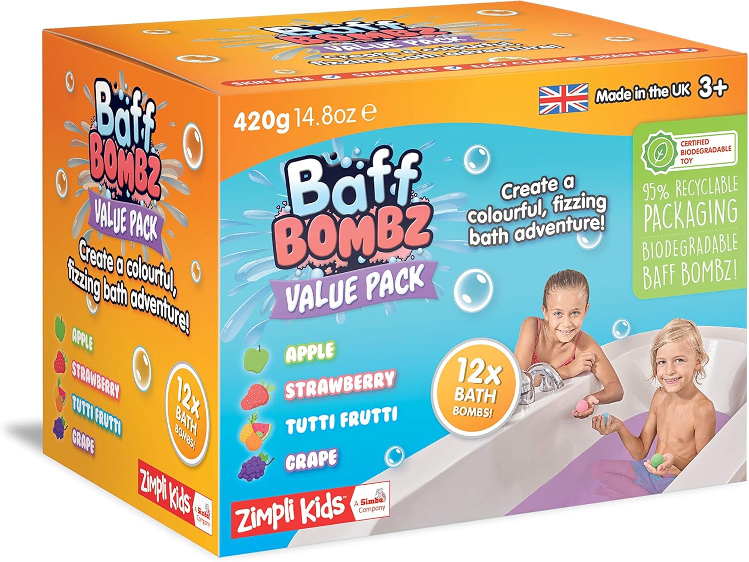 12 x Bath Bombs from Zimpli Kids, Create a Fizzing Bath Time Adventure