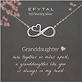 EFYTAL Granddaughter Gifts From Grandma, Granddaughter Necklace from Grandma, Sterling Silver Infinity Necklace for Women, Grand Daughter Birthday Gift for Girls Ages 8-12+