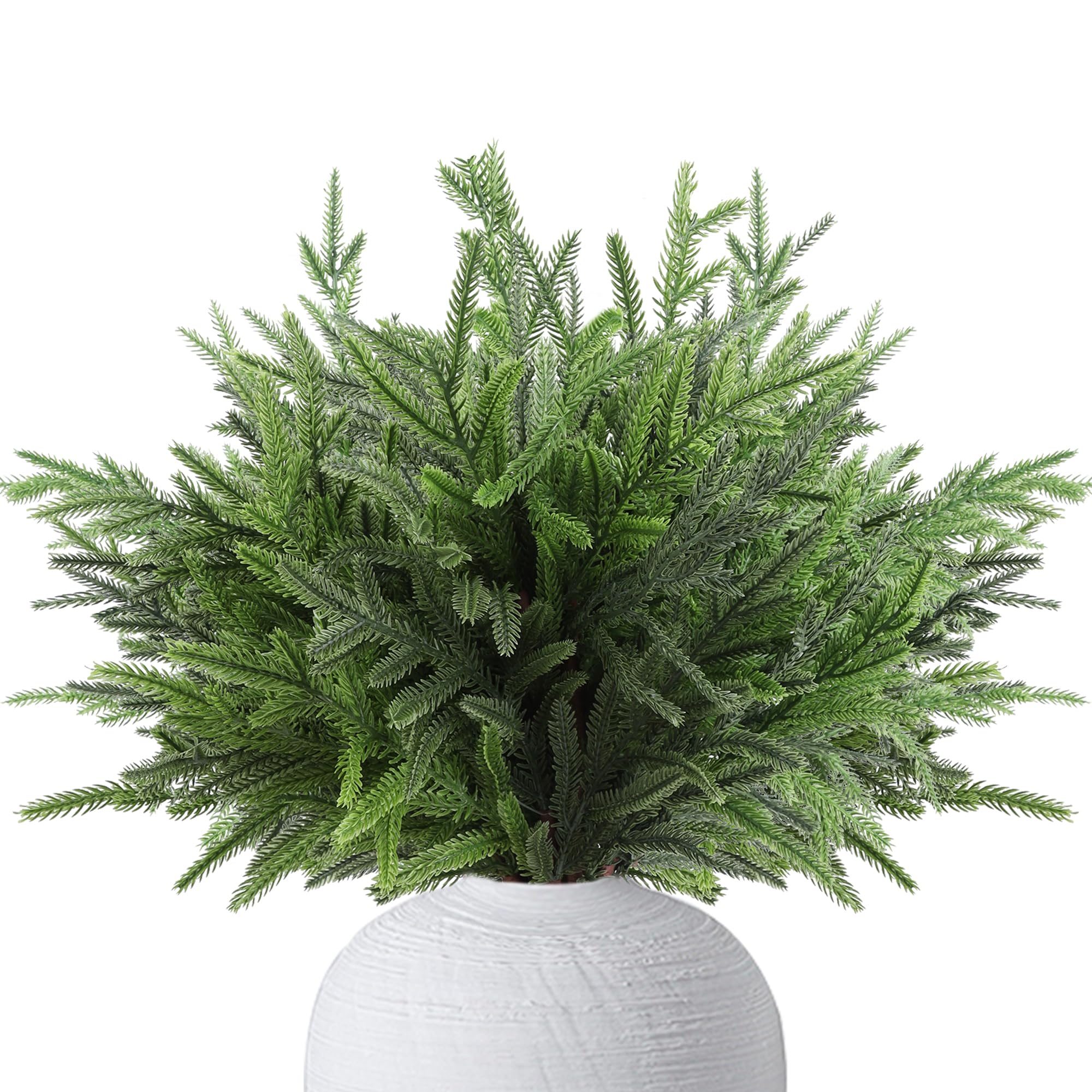 Photo 1 of Cllayees 24" Extra Long Artificial Norfolk Pine Stems - 12 Pack Real Touch Christmas Greenery for DIY Wreaths Vase, Large Mantel Decor, Indoor/Outdoor Holiday Arrangements (Faux Pine Branches)