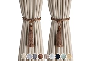 Fenghuangwu Curtain Tiebacks Tassel Tie-Backs, Rope Curtain tie Backs Handmade Curtain Holdbacks Made from Polyester (Coffee, 2p)