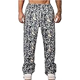 SOLY HUX Men's Camo Pants Drawstring Elastic Waist Wide Leg Baggy Pants Y2k Streetwear Trousers