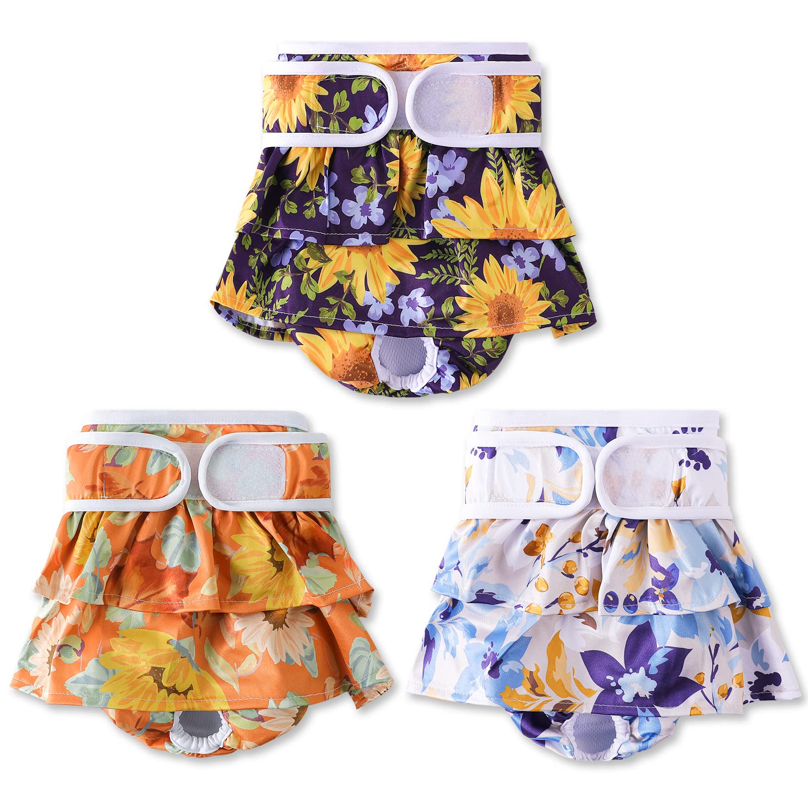 COMSLE Dog Nappies Female X Small 3 Pack, Dog Period Heat Pants in Season, Super Absorbent & Adjustable Sanitary Reusable Doggy Puppy Diapers