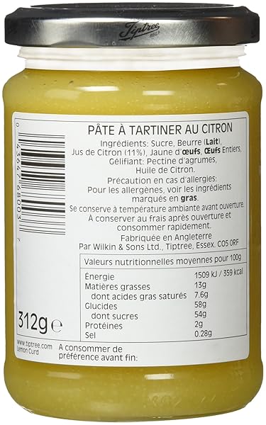 TIPTREE LEMON CURD, 11 OUNCE JAR (312G)