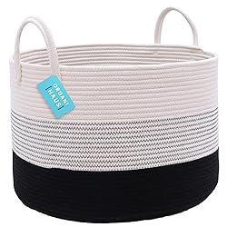 OrganiHaus Woven Laundry Basket, Large Cotton Rope