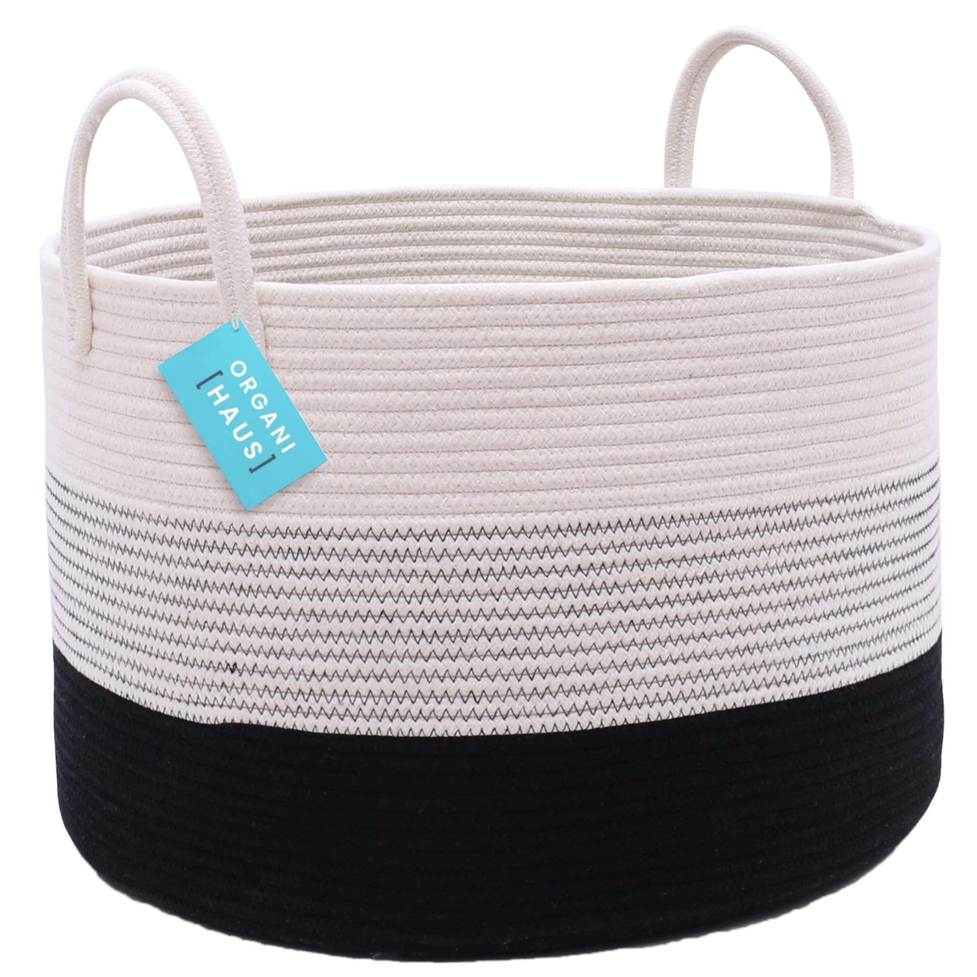 OrganiHaus Woven Laundry Basket, Large Cotton Rope