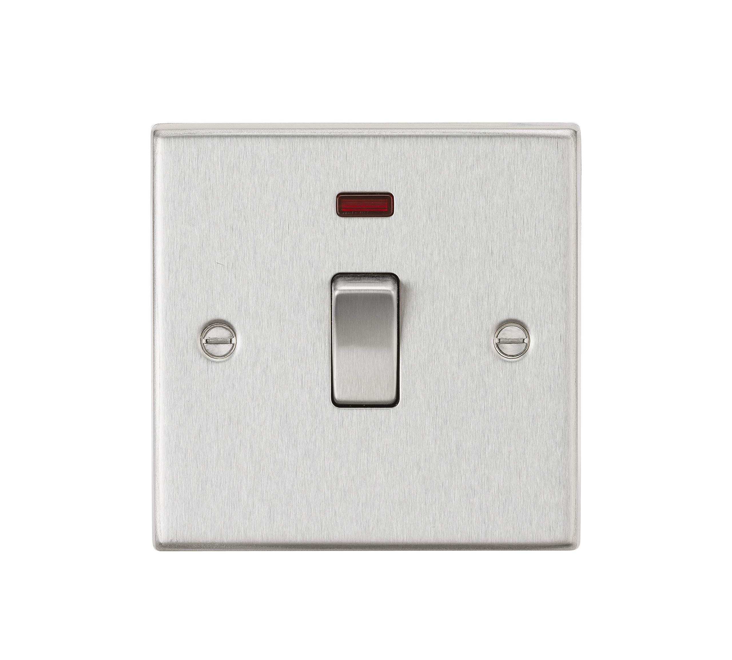 20A 1G DP Switch with Neon - Square Edge Brushed Chrome