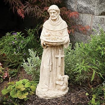 Bits And Pieces St Francis Statue With Bird Feeder Garden