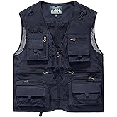 Oulivey Men's Lightweight Mesh Fishing Vest Utility Outdoor Multi-Pocket Hunting Cargo Vest