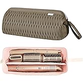 Leudes Dyson Airwrap Travel Case for Shark Hair Dryer Airstraight Flex Style Hair Attachment Tool Organizer Accessories Air Wrap Flat Curling Iron Carrying Case (Camel)