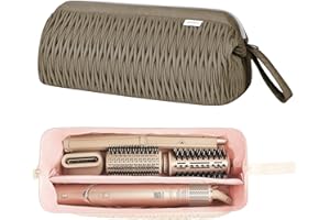 Leudes Dyson Airwrap Travel Case for Shark Hair Dryer Airstraight Flex Style Hair Attachment Tool Organizer Accessories Air Wrap Flat Curling Iron Carrying Case (Camel)