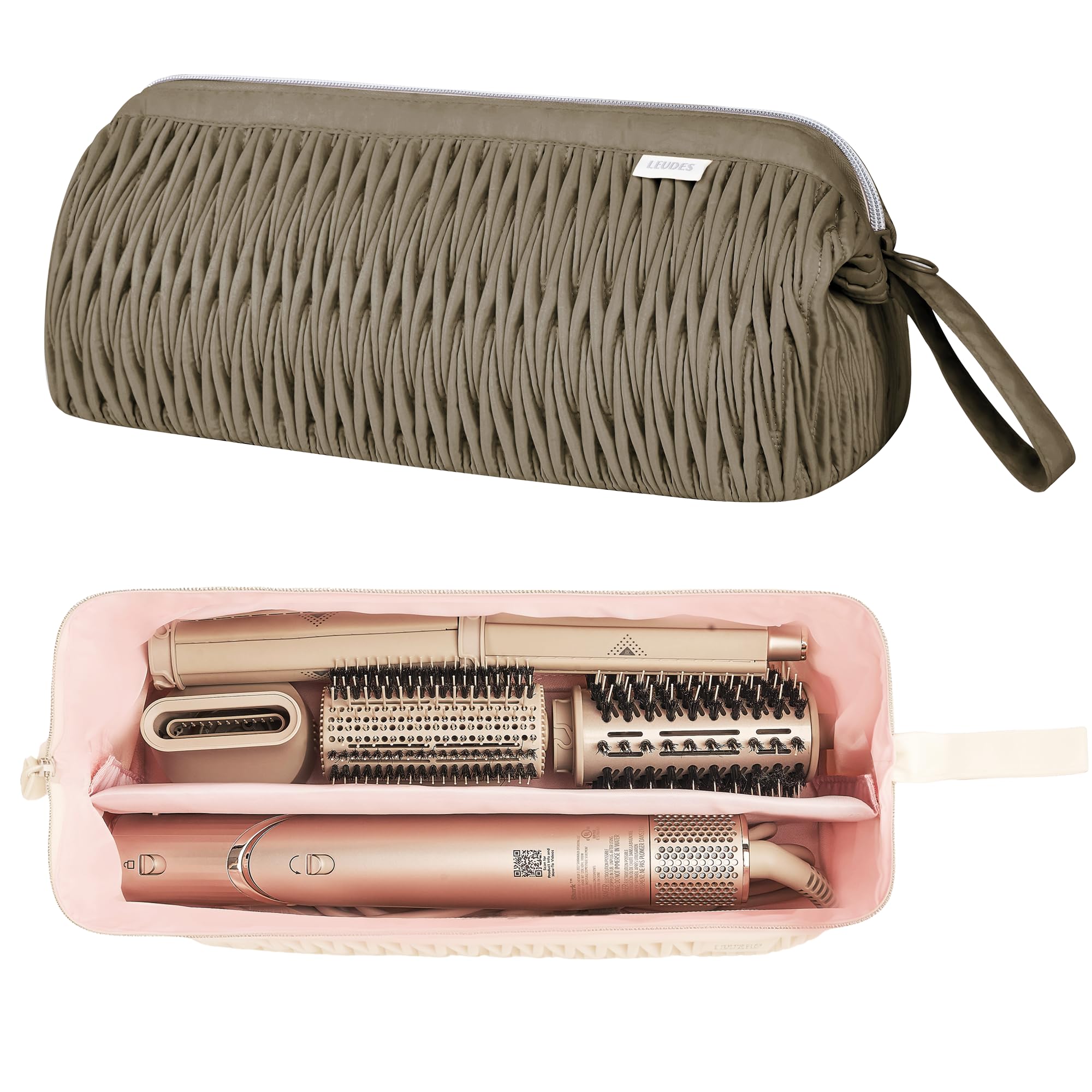 Photo 1 of Dyson Airwrap Travel Case for Shark Hair Dryer Airstraight Flex Style Hair Attachment Tool Organizer Accessories Air Wrap Flat Curling Iron Carrying Case (Camel)
