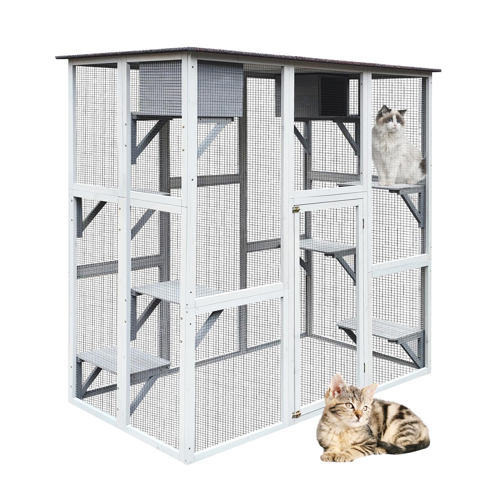 Photo 1 of *USED*
71'' Catio Outdoor Cat House, Cat Enclosure for Mulitiple Cats Large Walk in Cat Cage with Waterproof Cover, Feral Cat Shelter with 6 Platforms and 2 Resting Box
*See Clerk Notes*