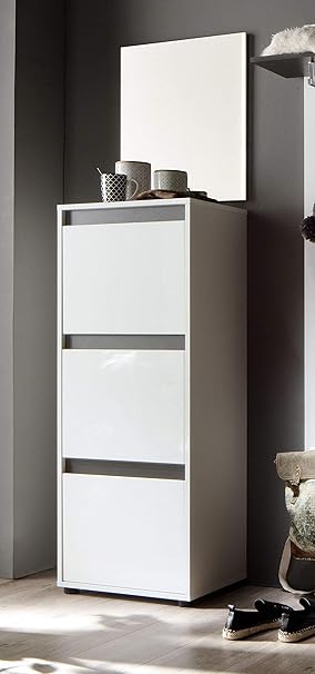 trendteam smart living Garderobe Schuhschrank Schuhschrank Sol, 50 x 126 x 27 cm in Korpus Weiß, Front Weiß Hochglanz mit Wec
