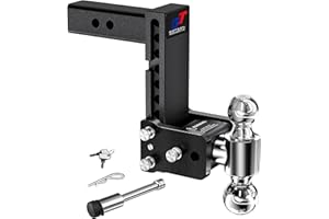 Geteen Trailer Hitches, Adjustable Trailer Hitch Ball Mount - Fits 2.0" Receiver, Dual Ball (2" x 2-5/16"), 7" Drop, 10,000 GTW - GT20072B