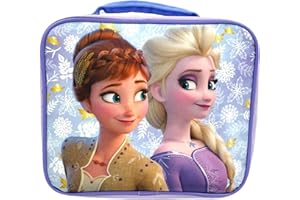 RALME Disney Frozen 2 Lunch Box with Princesses Elsa and Anna - Soft Insulated Lunch Bag for Girls, Purple