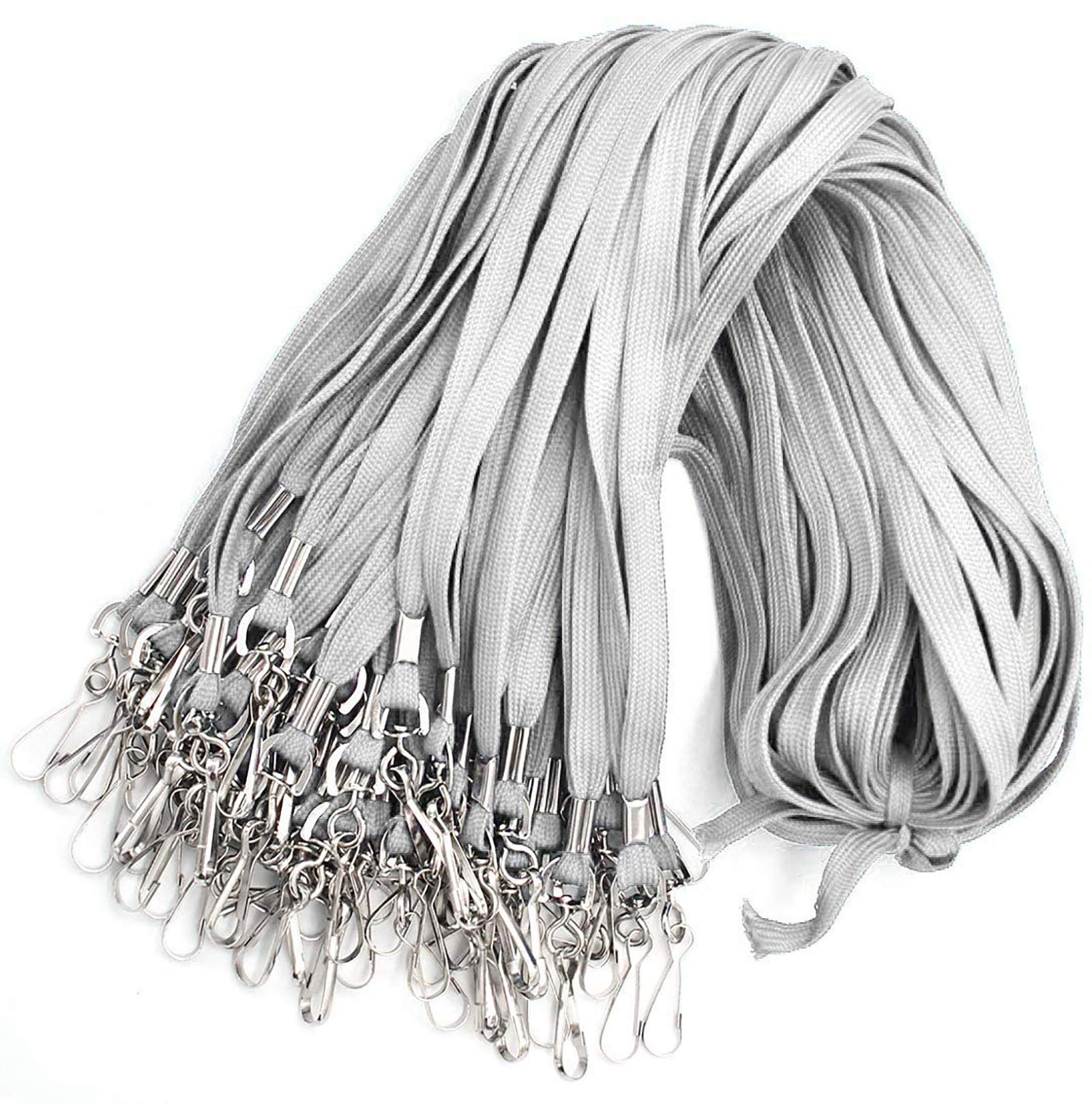 Bird 100 Pack Bulk Badge Lanyards for ID Badges - Neck Lanyard Name Tag ID Holder (Gray, 100 Pack)
