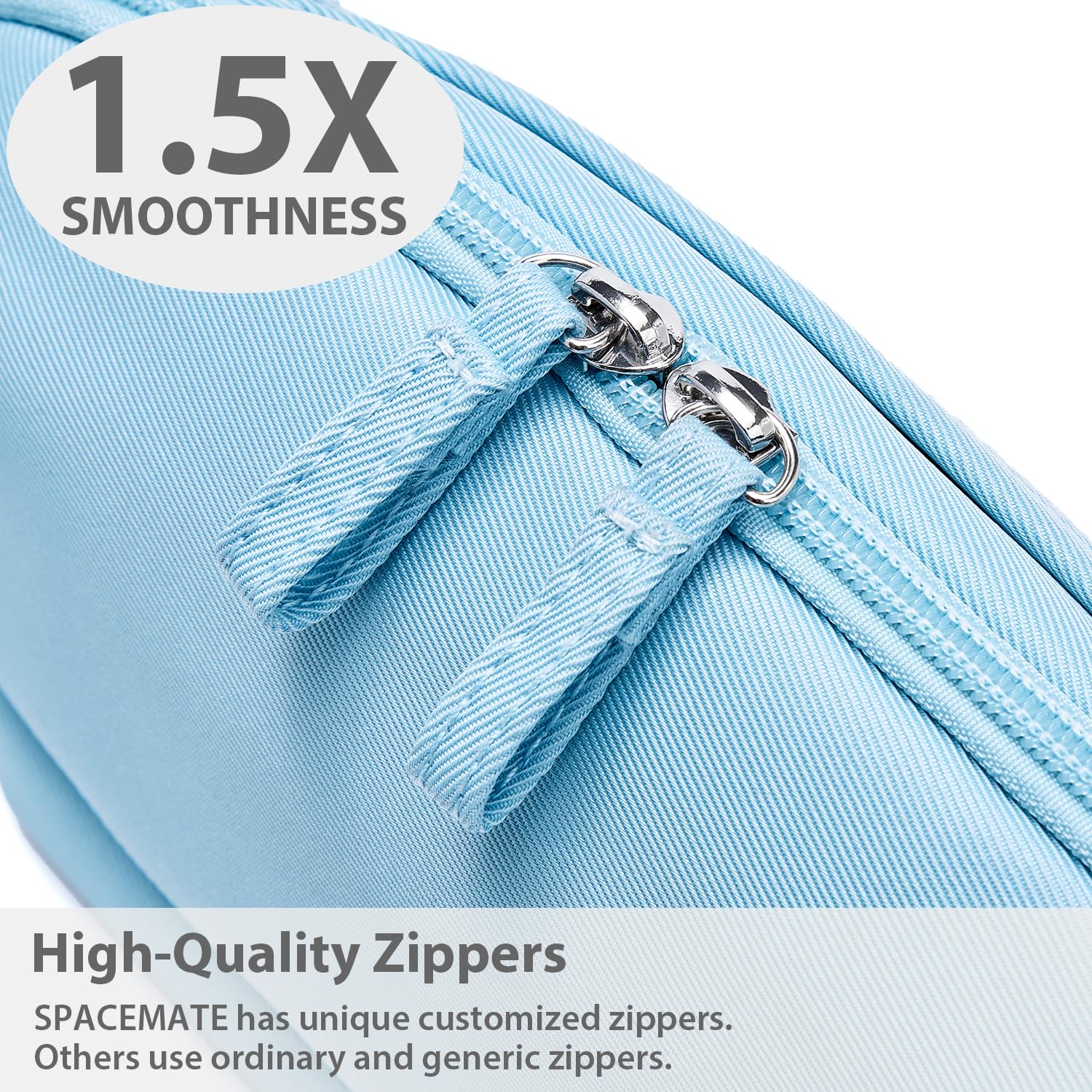 SPACEMATE Pencil Case Pouch Bag School Supplies for Girls and Boys, Large Big Capacity Aesthetic Pen Case, Multi Compartment Zipper Stationery Bag for Women Men Adults, Light Blue, 1800ml
