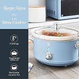 Swan Retro Slow Cooker 3.5L with 3 Temperature Settings Blue view 2