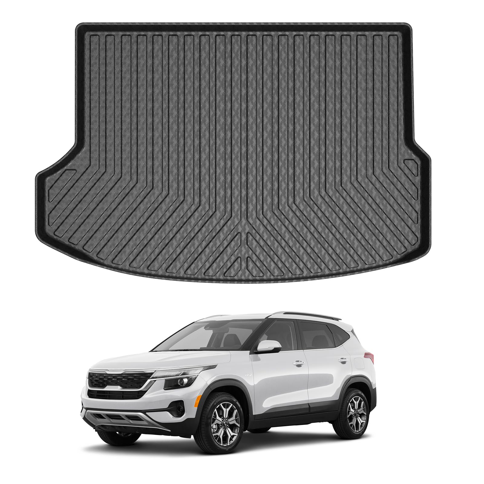 Photo 1 of Mixsuper Custom Fit Cargo Liner for 2021-2025 2026 Kia Seltos, Fit Seltos SX/SX Turbo, Only Fits Models with Subwoofer in Cargo Area, All Weather Rear Trunk Liner Mat Black