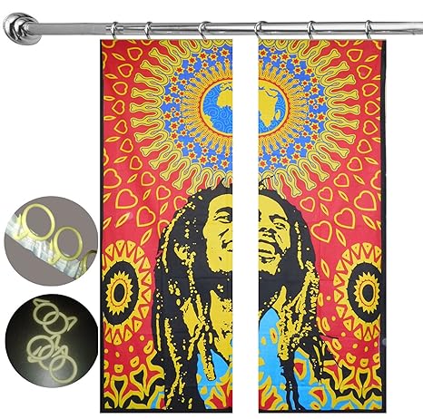 Bob Marley Door Window Balcony Curtains 2 Panel Set With Hooks