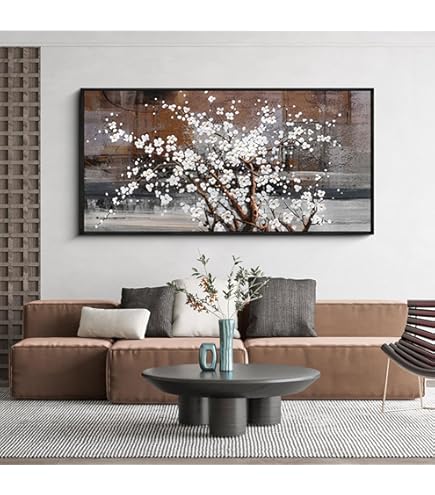 Lienzos Decorativos Piy Painting Moderna Impresión En Lienzo, Arte Mural De Botánicas, Grandes Cuadros En Tonos Negro, Dorado Y Blanco, Marco De Madera Fácil De Colgar Para Baño, Oficina O Sala De