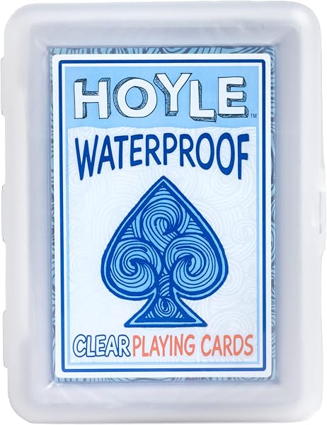 Hoyle Waterproof Clear Plastic Playing Cards 1 Deck Outdoor Pool | Flexible plastic resists bending and tearing, Rinse clean