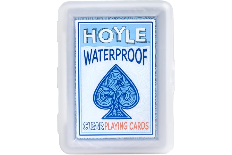Hoyle Waterproof Playing Cards, Clear Plastic Deck of Cards for Outdoor Card Games, Camping, Beach, Pool & Travel Games (1 Deck)