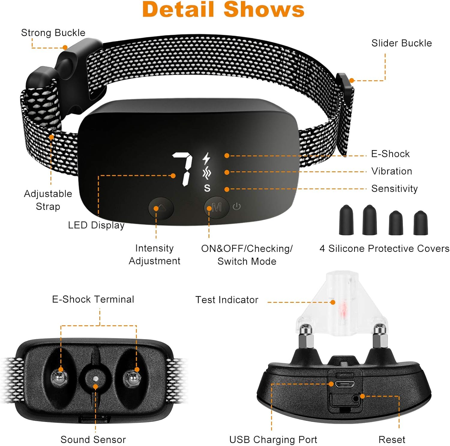 NBJU Bark Collar for Dogs, Rechargeable Anti Barking Training Collar with 7 Adjustable Sensitivity and Intensity Beep Vibration for Small Medium Large Dogs (Black) : Kitchen & Dining