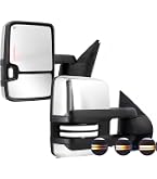 Espejo De Remolque Cromado + Manija De 4 Puertas Para Chevy Silverado Y GMC Sierra 2007-2013 – Sin Cubierta