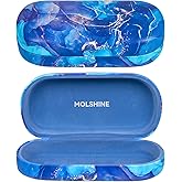 molshine Hard Shell Leather Sunglasses Case,Classic Large Glasses Case for Women Men,Sunglass Eyeglasses