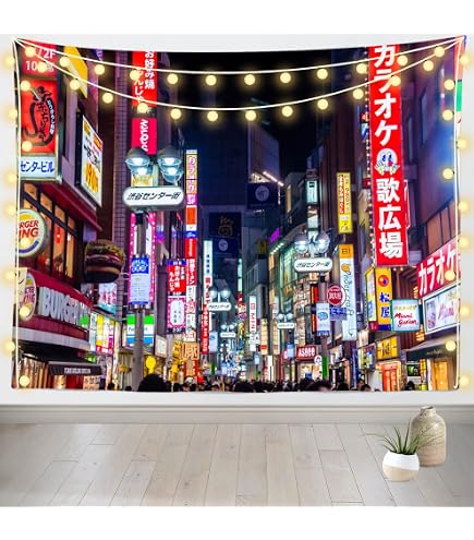 Amazon.com: Emwnodti Japanese City Tapestry Wall Hanging, Tokyo
