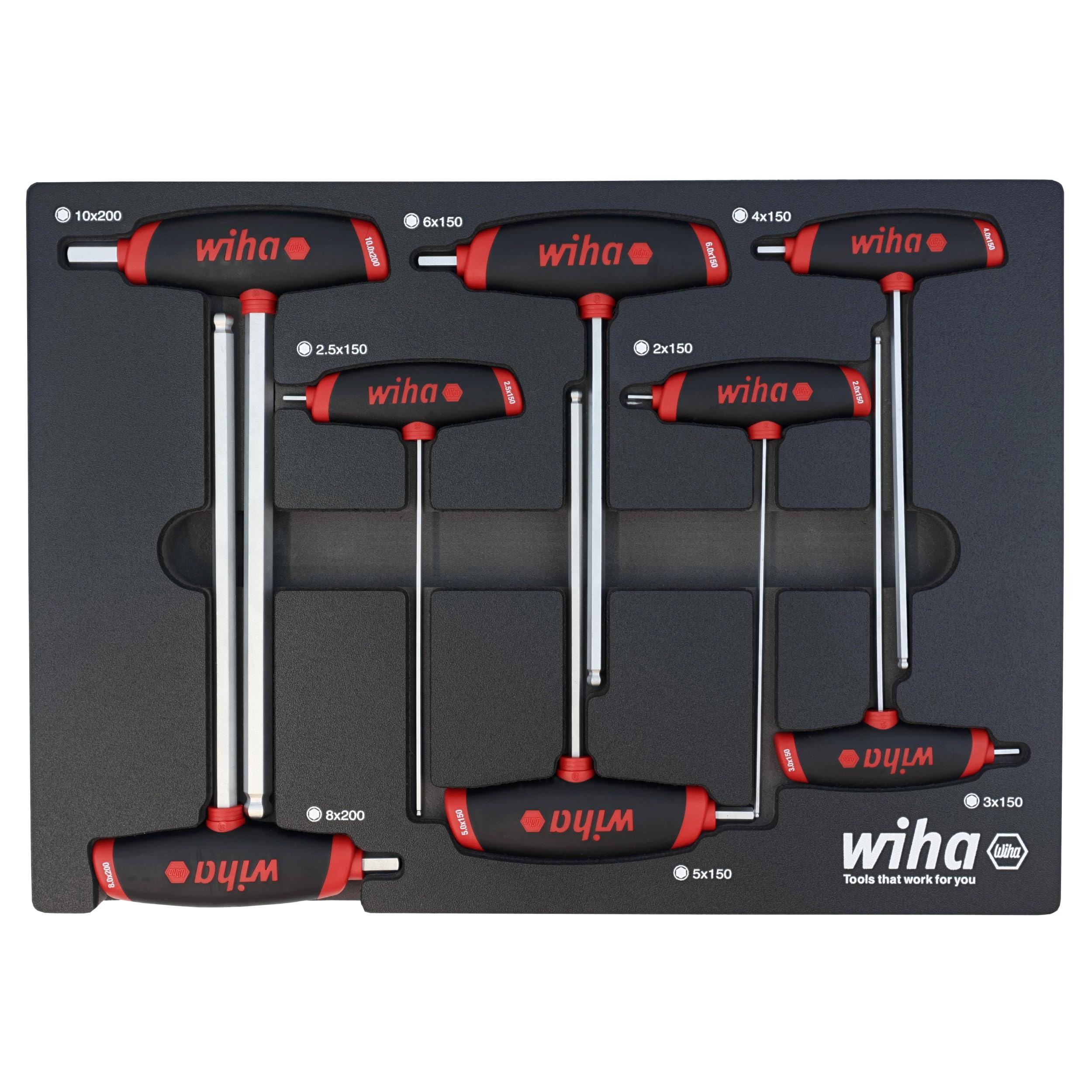 Photo 1 of ****MISSING TWO*** Wiha 54079 8 Piece SoftGrip Dual Drive Hex Metric T-Handle Tray Set